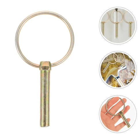Heavy Duty Galvanized Lynch Pins With Ring Kit For Trailers And Farm Equipment, shown with close-up on zinc plated pin.