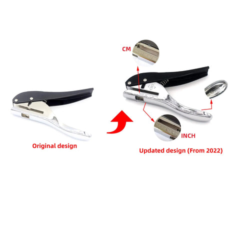 Comparison of original and updated 2022 Heavy Duty All Metal Handheld 10mm Circle Hole Punch For ID Cards PVC Cards Bank Cards And Photos.