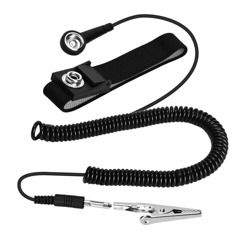ESD Safe Anti Static Wrist Strap With Adjustable Fit And Alligator Clip, coil cord, and grounding bracelet for static protection