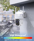 Wireless Outdoor Security Camera With 360 Degree PTZ Battery Powered And No Wires Color Night Vision PIR Motion Detection