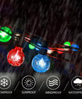 48Ft Outdoor String Lights With Warm White And RGB 2 In 1 Bulbs in rain showing waterproof feature