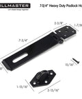 Heavy Duty Steel Hasp Latch 7 Three Quarters Inch Extra Thick Locking Hasp For Fence Gate Barn Door Shed Closet Cabinet Black Powder Coat Finish Weather Resistant Durable Hardware Padlock Compatible For Enhanced Security Weatherproof Design
