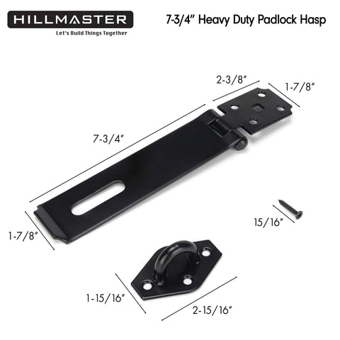 Heavy Duty Steel Hasp Latch 7 Three Quarters Inch Extra Thick Locking Hasp For Fence Gate Barn Door Shed Closet Cabinet Black Powder Coat Finish Weather Resistant Durable Hardware Padlock Compatible For Enhanced Security Weatherproof Design