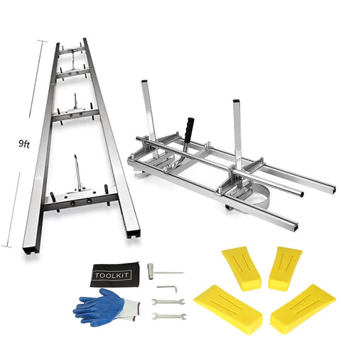 Portable Chainsaw Mill 36 Inch With 9 Foot Rail Guide System For Log Milling Aluminum Frame Easy Assembly accessories included