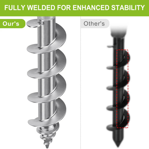 Heavy Duty Beach Umbrella Sand Anchor for Grass and Sand, Windproof In-Ground Base With 3-Sleeve Design, chrome welded spiral comparison