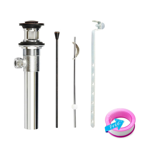 Oil Rubbed Bronze Pop Up Drain Stopper Assembly For Bathroom Vanity Sink With Lift Rod And Overflow Solid Brass Construction