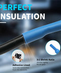 Super Cool 1 Meter Dual Wall 3:1 Heat Shrink Tube Kit With Adhesive Liner, 10 Sizes For Wire Wrap Sleeve And Insulation, Brown 7.9mm, Tough Protection Against Wear And Moisture For All Your Wiring Projects. Blue dual wall heat shrink tube with adhesive liner and 3:1 shrink ratio on black cable