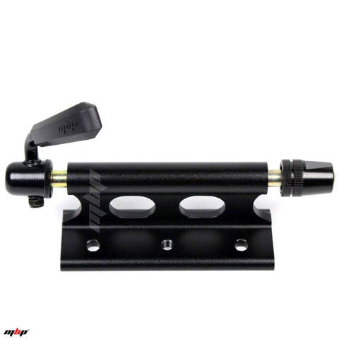Alloy Quick Release Fork Mount Bike Block 9x100mm for truck bed rack, shown in black with quick release skewer.