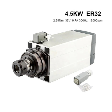 Beefy 4.5Kw CNC Spindle Motor 380V Water Cooled Square Mount ER32 Chuck 18000RPM 9.7A milling machine with accessories display