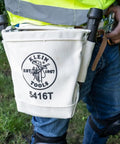 Heavy Duty No 4 Canvas Tool Bag With Bull Pin And Bolt Pouch For Rigs, 5 By 10 By 9 Inch on worker's belt outdoors