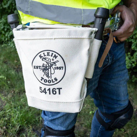Heavy Duty No 4 Canvas Tool Bag With Bull Pin And Bolt Pouch For Rigs, 5 By 10 By 9 Inch on worker's belt outdoors
