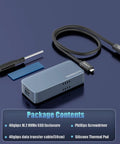 M.2 NVMe SSD Enclosure Delivers Sick 40Gbps Thunderbolt Speeds with driver, cable, and thermal pad for efficient storage.
