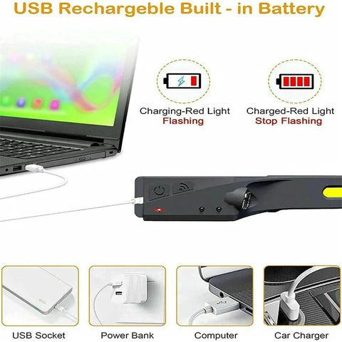 Charging GoBeam 230 Degree Wide Beam LED Headlamp with USB from laptop