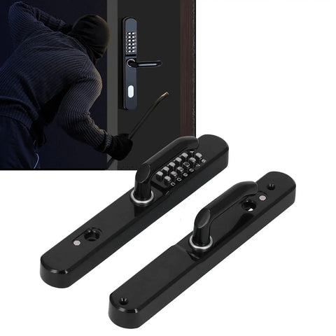 Heavy Duty Outdoor Door Lock With Sleek Keypad And Spare Key, Built Tough Battery Free Aluminum Alloy Gate Lock For Courtyard Entry, Matte Black Finish with keypad and handles.