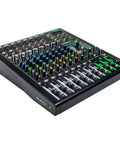 12 Channel Sound Reinforcement Mixer With Dope Built In FX And USB Interface, 7 Mic And Line Preamps, angled top view