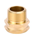 Two Pack Brass Garden Hose Adapter 3/4 GHT Female to 3/4 NPT Male Connector Brass Fitting With Rubber Washers, side view.
