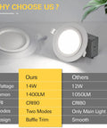 12 Pack 6 Inch New Construction Integrated LED Recessed Night Light Module Kit With 5CCT Selectable Color Temp, CRI90, 1400lm, baffle trim