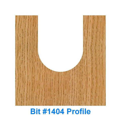 Profile of Bit #1404 from Six Piece CNC Signmaking Router Bit Set With 1/4 Inch Shank Includes 3/8 Inch Round Nose Bit