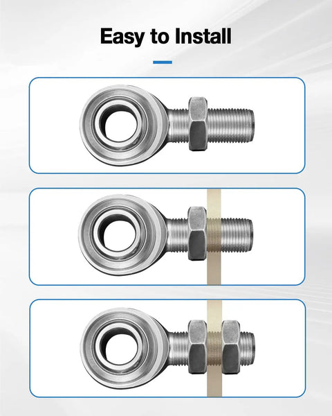 Three Quarter Steering Shaft Support Rod End Kit For Universal Vehicles Built Tough In Heavy Duty Heat Treated Steel With Chrome Plating Boosts Steering Stability And Tight Control Reduces Play In High Load And Modded Setups, 3/4-16 RH threaded rod end shown installed