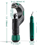 Heavy Duty Multi Material Pipe Cutter Tool Set For Copper Brass Aluminum And Stainless Steel 0.1875 Inch To 2 Inch Outer Diameter With Deburring Tools And Extra Blades By XUNTUI For HVAC And Plumbing Tubing front view