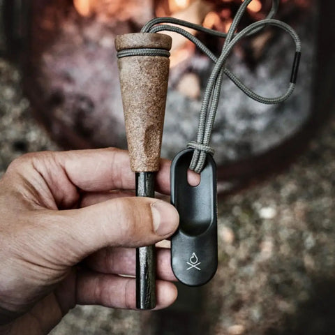 Survival Fire Starter Pro Ferro Rod With Wood Handle Three Eighths Inch Thick Fire Steel Up To 15,000 Strikes Striker And Lanyard