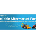 Welcome to Reliable Aftermarket Parts banner showcasing tractors and construction machines for quality parts shopping.