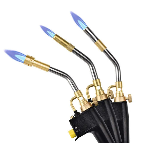 Propane Torch Head With Three Nozzles Trigger Start MAP Pro Gas Torch Push Button Igniter Welding Torch Head For MAP Pro Cylinders