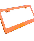 Orange 8K Mirror Polished Stainless Steel License Plate Frame With Rust Resistant Build, Slim Modern Design, Universal Fit