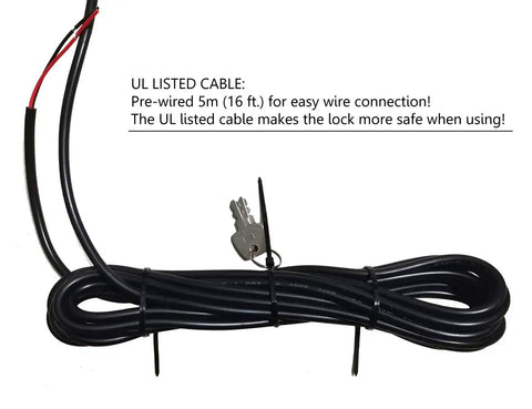 Heavy Duty 24V DC Automatic Electric Gate Lock For Swing Gates And Gate Openers with Prewired 16 Ft UL Cable and keys
