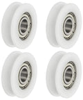 U Groove Ball Bearing Roller Wheels 6x22x7mm Nylon Guide Wheel For Sliding Doors And Windows, Heavy Duty Stainless Steel Track Wheel, White 4 Pack Set, 4 wheels