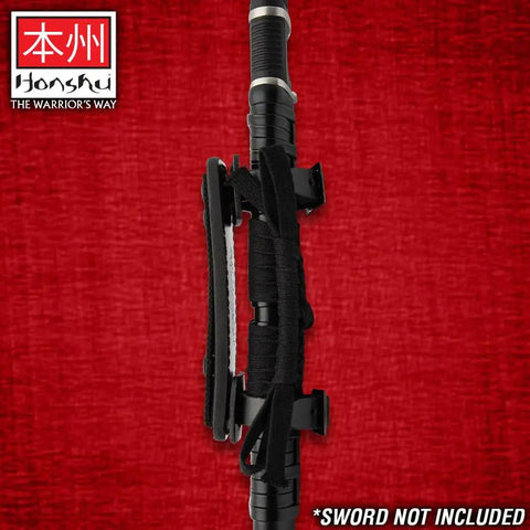 Heavy Duty Leather Frog For Swords MOLLE Compatible Carry System with Boshin Swords UC3176 UC3125, secure fit, black leather