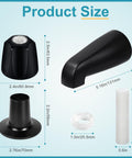 Matte Black 3 Piece Shower Knob And Tub Spout Kit dimensions, including knob, flange, spout, adapter for 1/2 IPS and 3/4 IPS pipe
