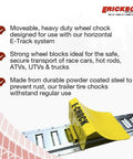 Movable Wheel Chock For E Track System, Heavy Duty Steel, Rust Resistant Powder Coat Finish, Quick Lock, Secure Trailers