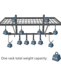 Heavy Duty Wall Mount Garage Shelves Two Pack With Bike Hooks And Mounting Hardware, weight capacity illustration