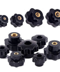 Plastic Screw On Knurled Star Knob Set For M4 M6 M8 M10 Threads Black Hand Knobs for Easy Grip Quick Install 32 Piece Kit