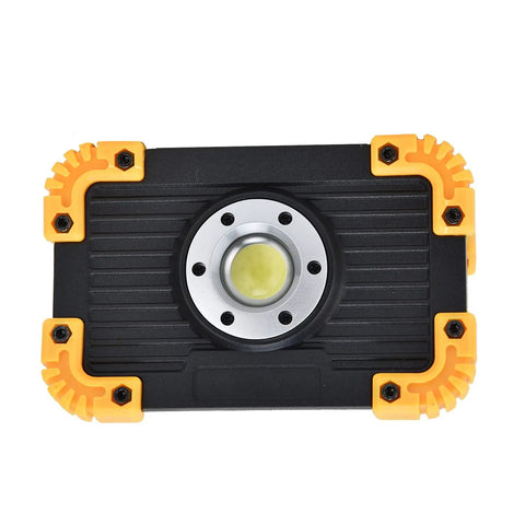 YWBL-WH Mini COB Emergency Flood Light, 6-Angle Adjustable Stand top view showing durable housing and bright LED.