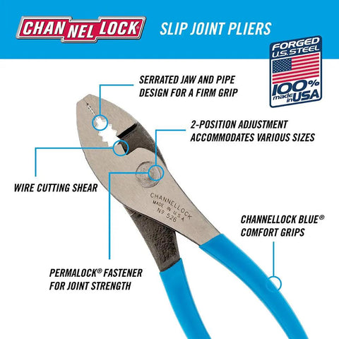 Slip Joint Pliers 526 Two Position Adjustable With Serrated Jaw And Wire Cutter Rust Resistant Made In USA Six Inch Workhorse Pliers For Gripping Turning And Holding Pipes Bolts And Fasteners In The Shop
