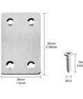 Hella Sturdy Stainless Steel Flat Metal Straight Corner Brace L Brackets Heavy Duty Wood Furniture Building Hardware Pack Of Twenty Two Point Four By One Point Five For Shelves Frames And TV Mounts with screw and size details.