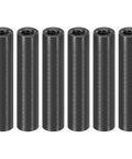 Six black aluminum M3 spacers, 25mm long, 1/8 in ID x 3/16 in OD, front view