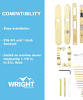 Serenade Mortise Keyed Lever Lock Set With Deadbolt for Screen and Storm Doors, polished brass, non handed, with components