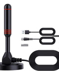 Indoor TV Antenna With Amplifier For Crazy Long Range Reception HD Digital Antenna For Smart TVs Grabs Local Channels In 4K 1080p Easy Setup
