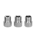 Three stainless steel drill bushings for Heavy Duty Workhorse Self Centering Doweling Jig, offering precise wood assembly.