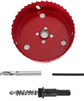 4 Inch HSS Bi-Metal Hole Saw With Arbor And Mandrel, Pro Grade M42 Bi-Metal Cutter kit with drill bits and hex key