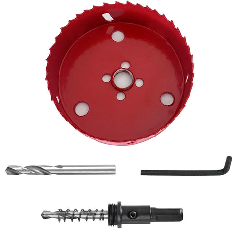 4 Inch HSS Bi-Metal Hole Saw With Arbor And Mandrel, Pro Grade M42 Bi-Metal Cutter kit with drill bits and hex key