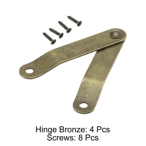 Heavy Duty Lid Folding Support Hinges With 8 Mounting Screws For Cabinets, Chests, Jewelry Boxes And Wooden Boxes
