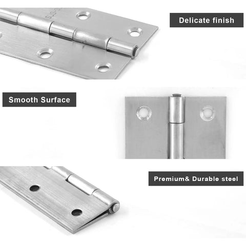 Straight Up Premium Stainless Steel Folding Butt Hinges For Cabinets, Silver Brushed Finish With Smooth As Silk Motion And Included Mounting Screws, showing detailed hinge surface and structure.