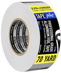 Front view of TapePlus aluminum foil HVAC duct tape roll, 2 in x 70 yd, silver, heat resistant to 250°F.