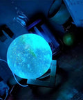 Lit Moon Lamp With Wood Stand Galaxy Night Light In 16 Colors USB Rechargeable Remote And Touch Control 5.9 Inch Safe PLA Material