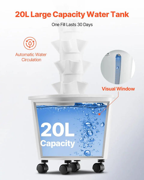 20L water tank for Space Saving 50 Pod Vertical Hydroponic Tower With 10 Tiers Rolling Indoor Garden On Wheels, visual window