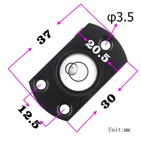 Alien Horizontal Spirit Bubble Level L 37mm Embedded Metal Flange Leveling Blister Mechanical Debugging Part Tools 1PCS(Yellow) measuring dimensions